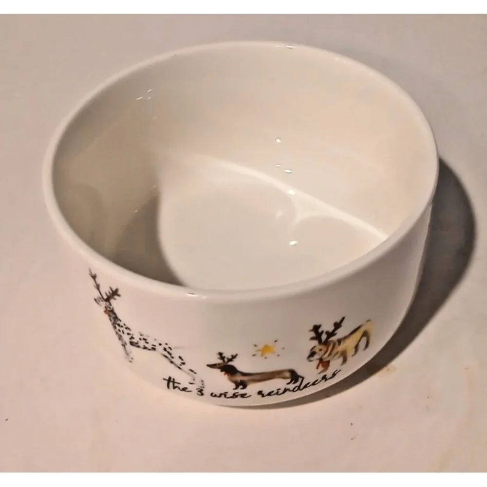 Ciroa Bowl 3 wise reindeer Celebrate Christmas Dog porcelain Australia